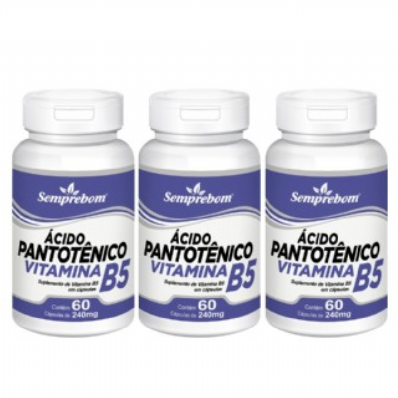 cido Pantotnico Vitamina B5 - Semprebom - 180 Cap. de 240 mg
